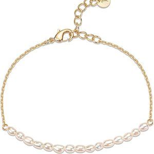 Gold Tiny Pearl Bracelet | 14K Gold Plated Freshwater Cultured Pearls | Bracelet